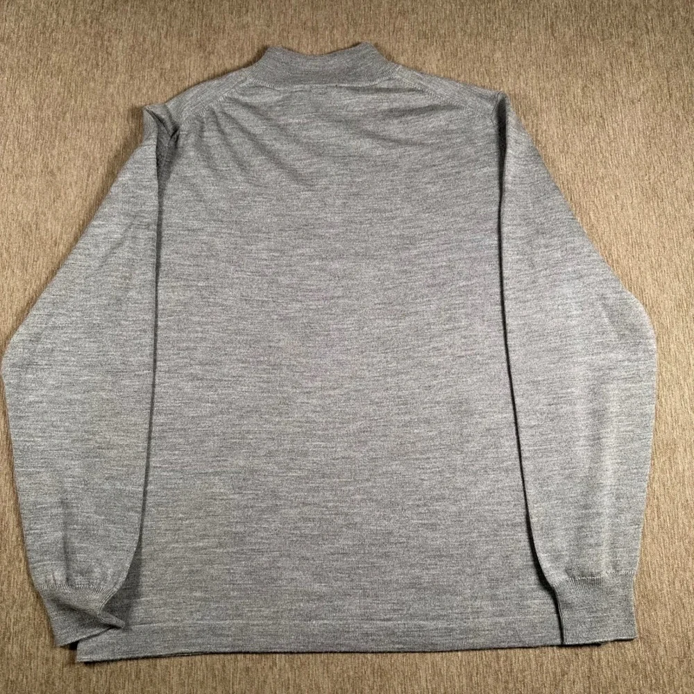 Jos. A. Bank Traveler Mens XL Gray 100% Merino Wool Q Zip Sweater Mock Neck